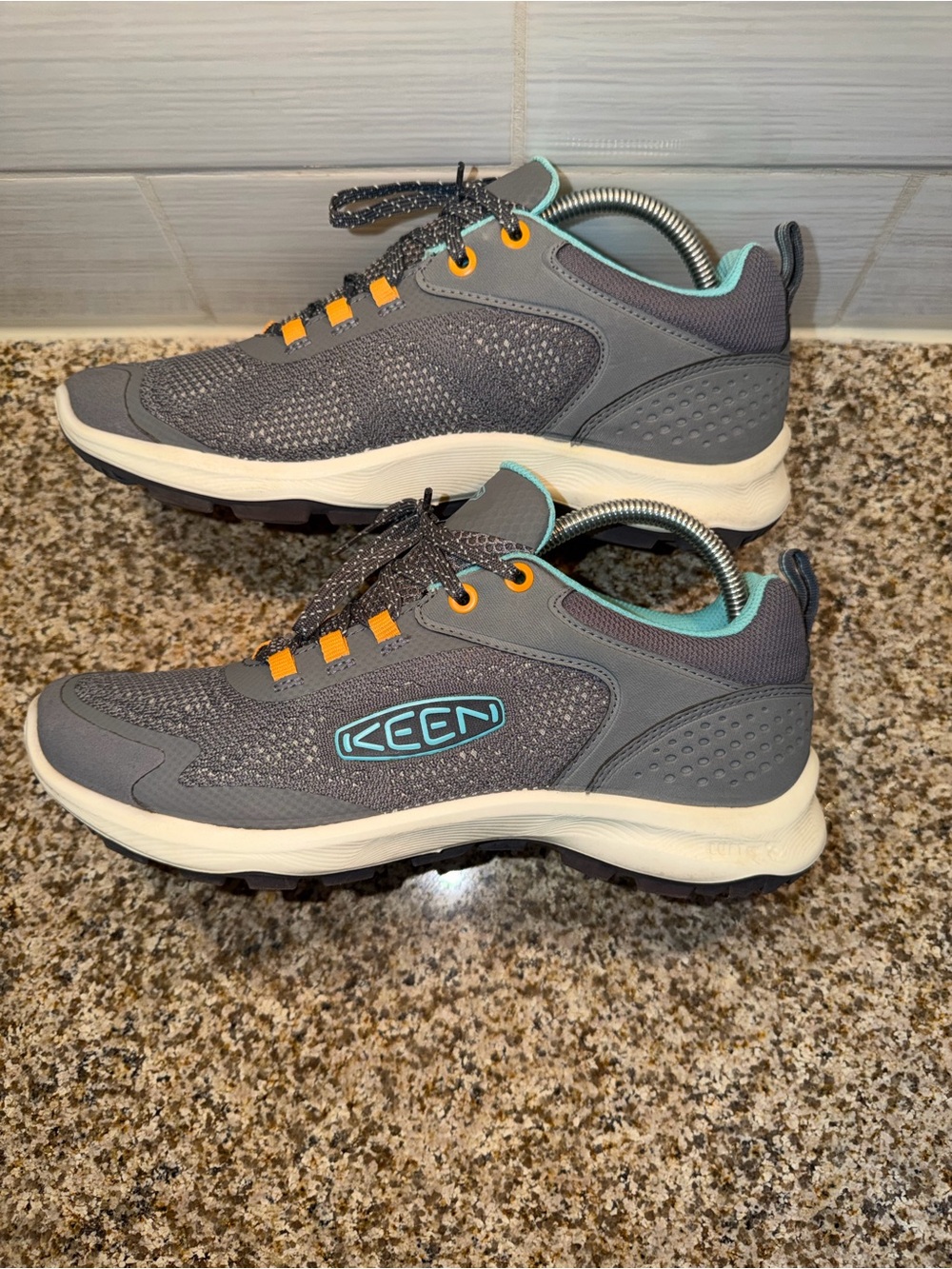 KEEN Gray Sneakers with Aqua and Orange Accents
